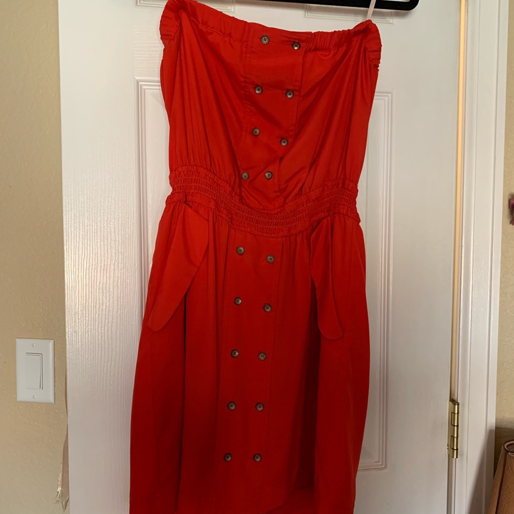 Strapless Coral BCBG Generation dress